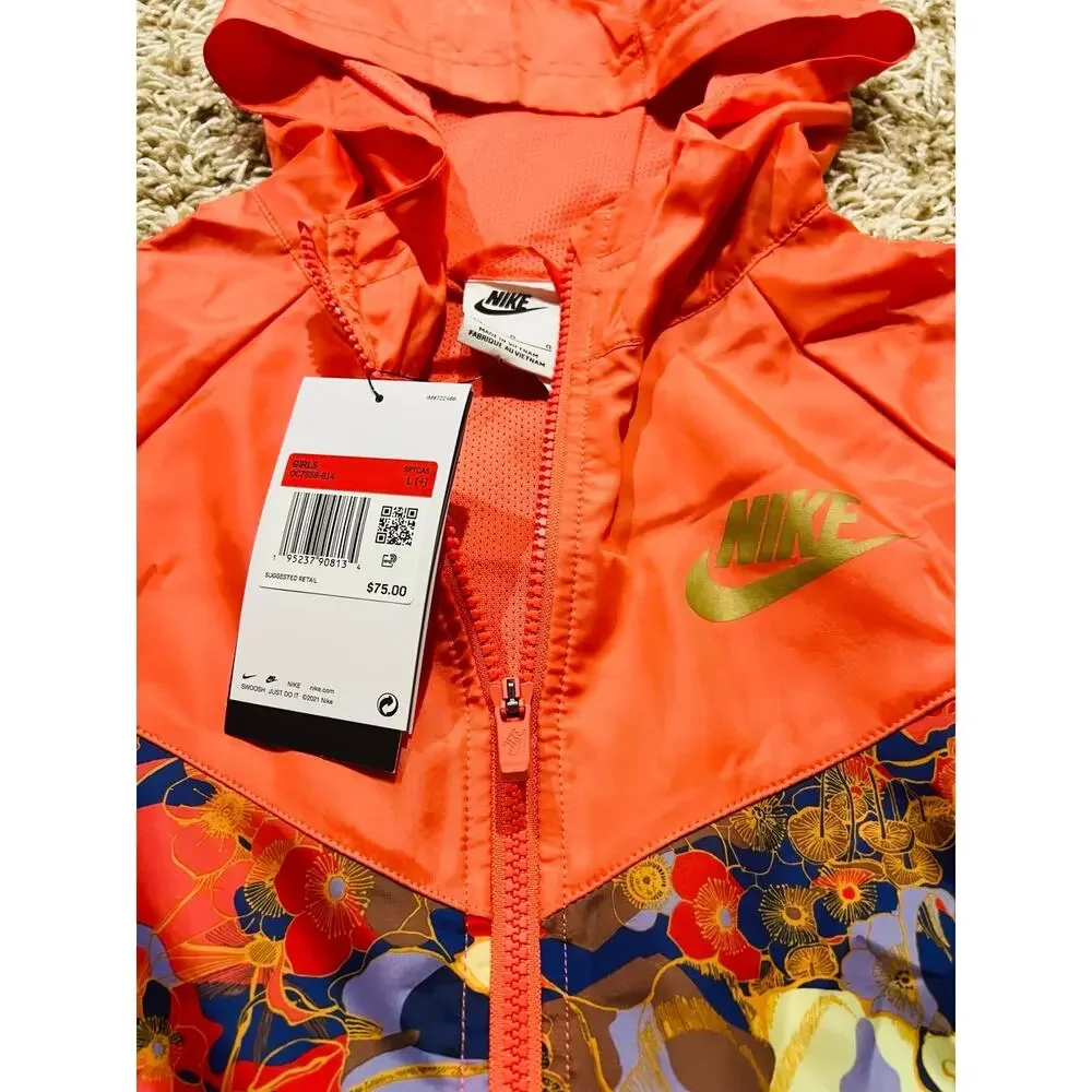 NWT❤️Nike Girls' Sportswear Windrunner Printed Jacket szL